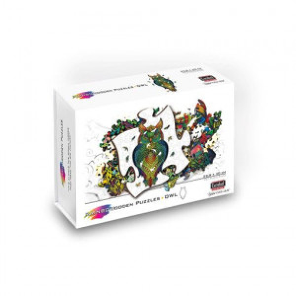 Puzzle din lemn multicolorat - Bufnita, 137 piese