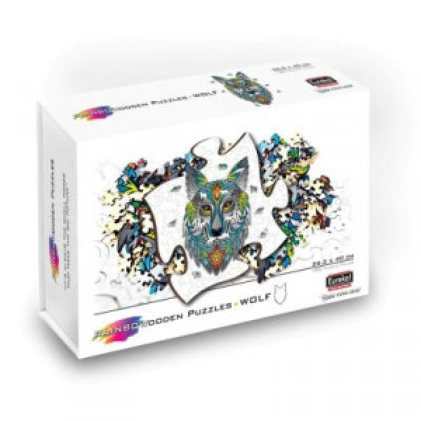 Puzzle din lemn multicolorat - Lup, 180 piese