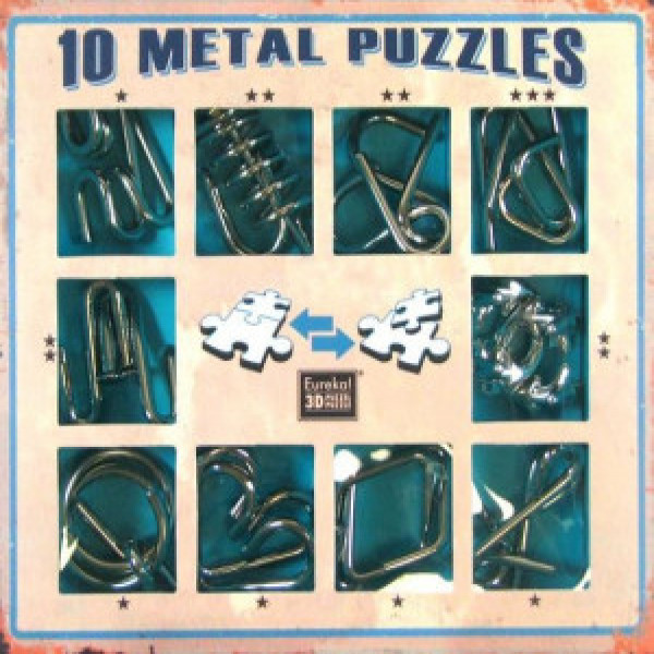 Puzzle Mecanic 10 Metal Puzzles Set Blue