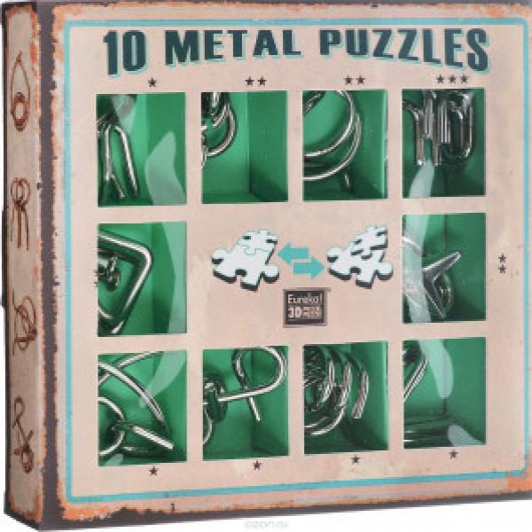 Puzzle mecanic 10 metal puzzles set green