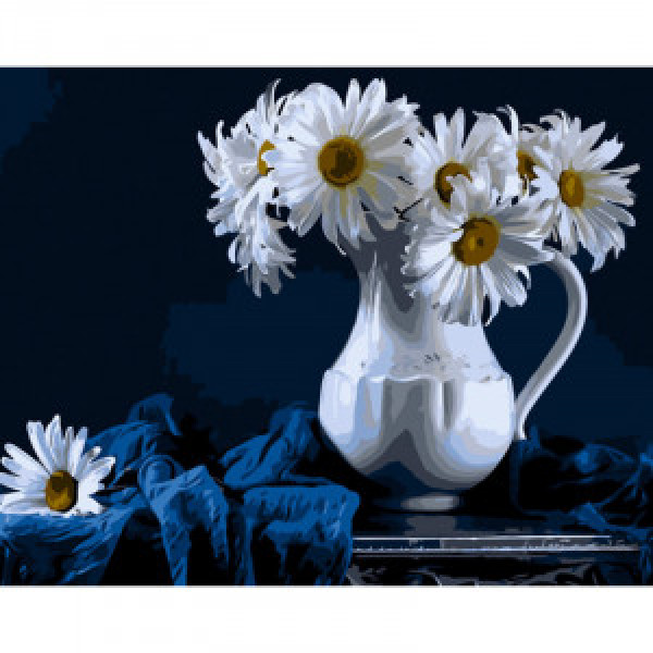 Pictura pe numere (GS1135) Margarete intr-un ulcior alb 40х50 см