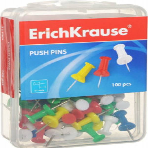 19749 Pioneze ErichKrause® цветные (пластиковая коробка 100 шт.)