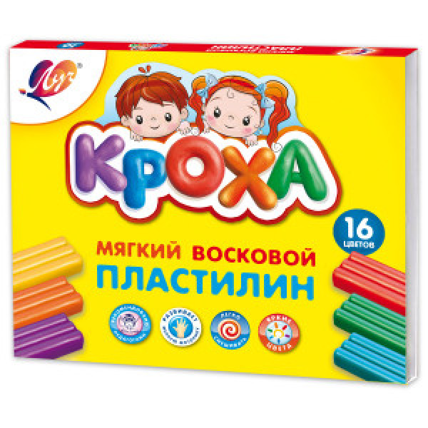 PLASTILINA 16cul. КРОХА мягкий 240gr. (14)