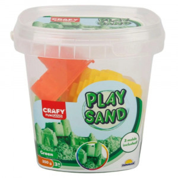 S01000454 Caldarusa cu nisip kinetic Verde 350g. cu 3 forme incluse Crafy Sand