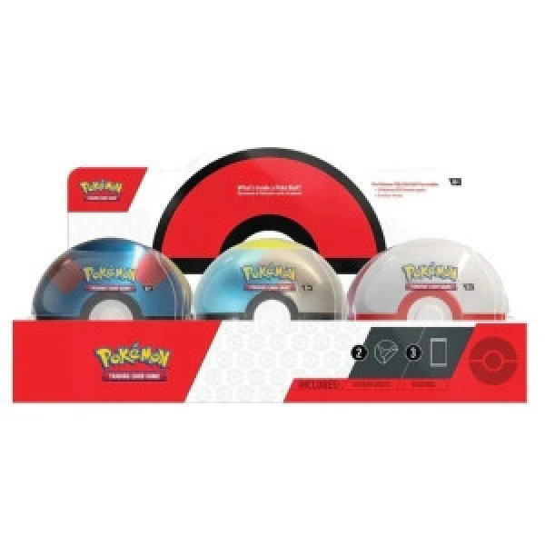 Set 3 pachete booster Pokemon TCG PCI10273: Pokeball Tin Q4 2024 Ass