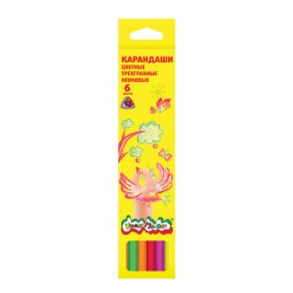 Set creioane colorate  Kaleaka-Maleaka 6 cul neon 3+