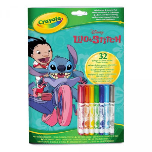 Set de colorat Album cu activitati si 7 mini markere Lilo&amp;Stitch CR 04-0865G