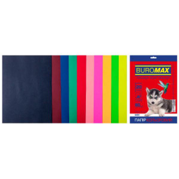 Set Hartie Color A4, 80G/M2, Dark+Neon 20Sheet BM.2721020-99