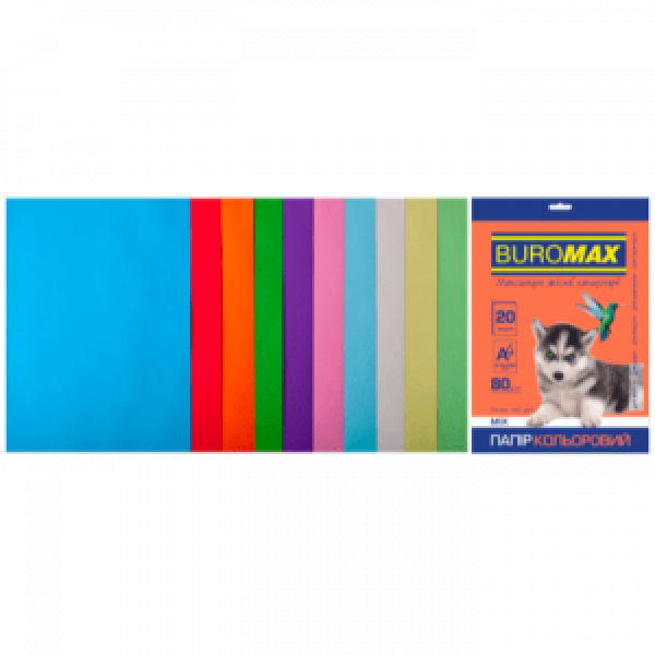Set Hartie Color A4, 80G/M2, Pastel+Intensiv 20Sheet BM.2721620-99
