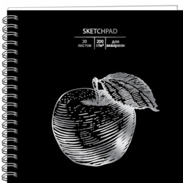 Sketchpad pentru acuarela 20f 195x195 spirala Apple СПСФ20151