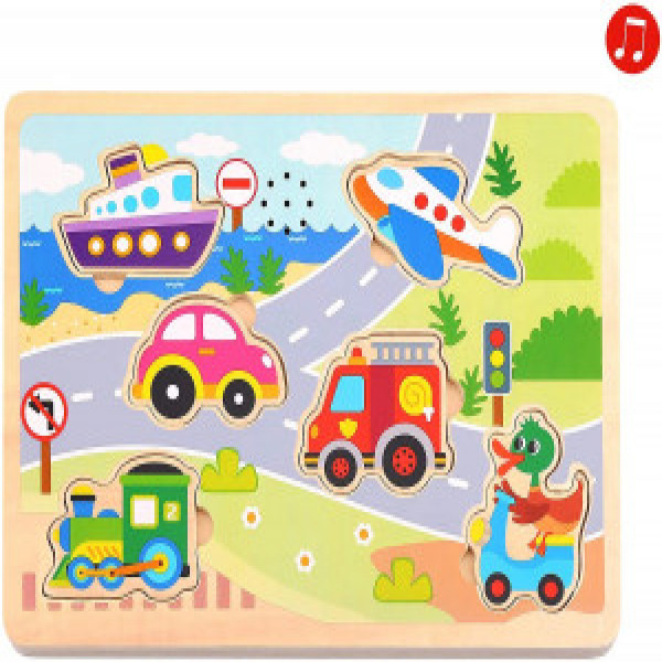 Tooky Toy TL064 Puzzle din lemn cu sunet Transport