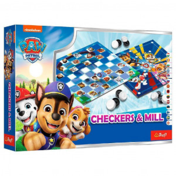 Trefl 02860 Game - Checkers and Mill Paw Patrol Ro