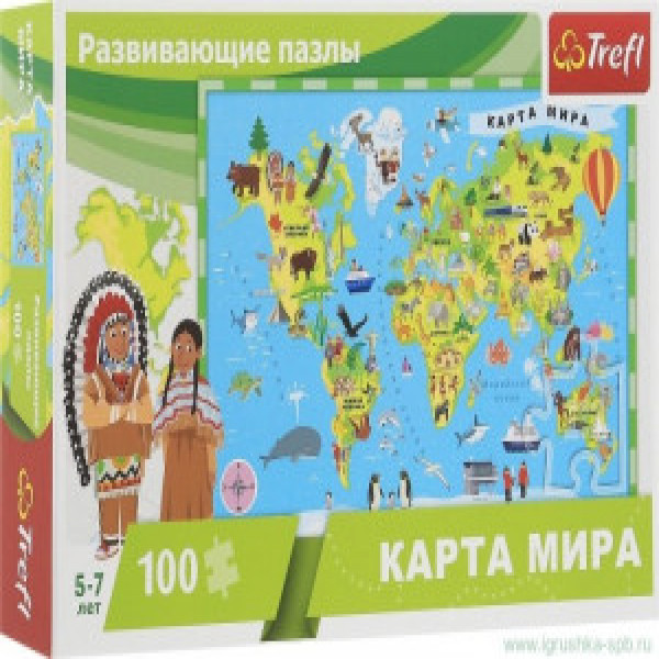 Trefl 15527 Puzzles "100 Educational - World Map" - russian version