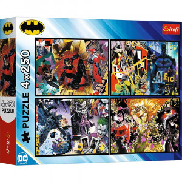 Trefl 13310 Puzzles - "4x250" - Batman in action / Warner Batman