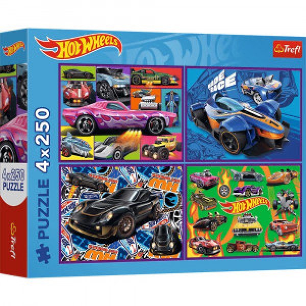 Trefl 13312 Puzzles - 4x250 - Racing cars / Mattel Hot Wheels