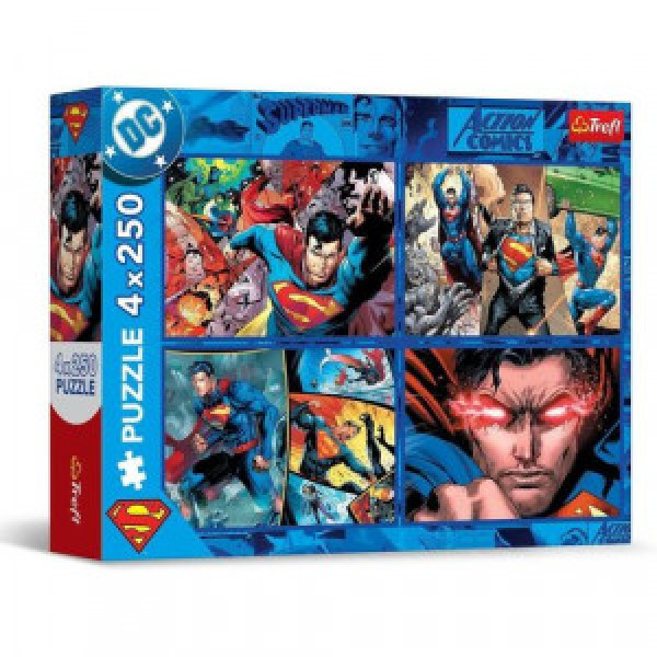 Trefl 13340 Puzzles - 4x250 - The Courage of Superman / Warner Superman_FSC Mix 70%