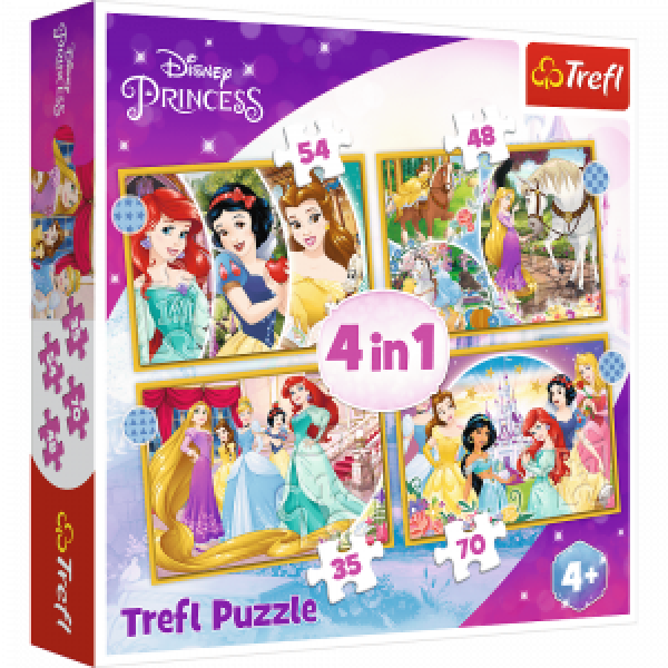 Trefl 34385 Puzzles - 4in1 - Happy day   Disney Princess