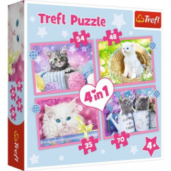 Trefl 34396 Puzzles - "4in1" - Fun cats / Trefl