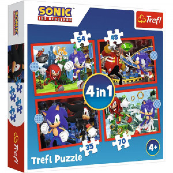 Trefl 34625 Puzzles - "4in1" - The adventures of Sonic / SEGA Sonic The Hedgehog