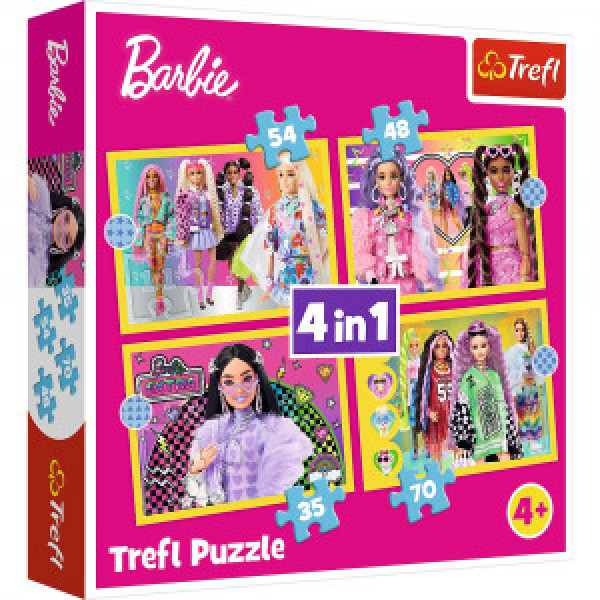 Trefl 34626 Puzzles - "4in1" - Happy world of Barbie / Mattel, Barbie