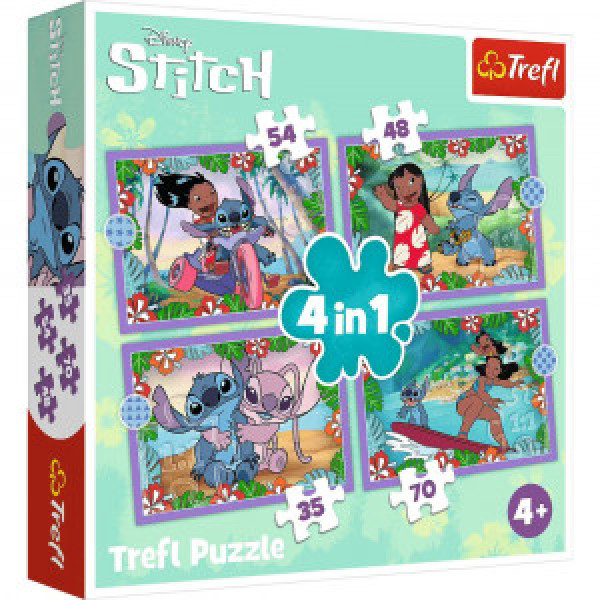 Trefl 34633 Puzzles - 4in1 - Lilo&amp;Stitch's crazy day / Disney Lilo&amp;Stitch