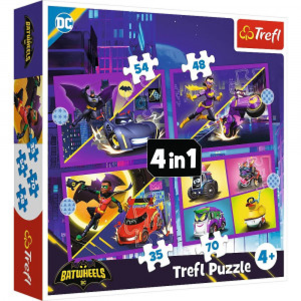 Trefl 34658 Puzzles - 4in1 - Meet Batwheels / Warner Batwheels