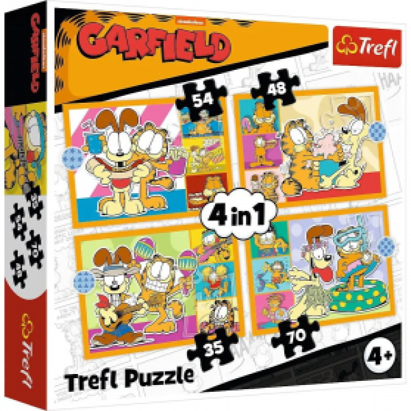Trefl 34673 Puzzles - 4in1 -Garfield loves lasagna / Garfield_FSC Mix 70%
