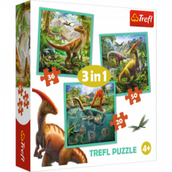 Trefl 34837 Puzzles - "3in1" - The extraordinary world of dinosaur   Trefl