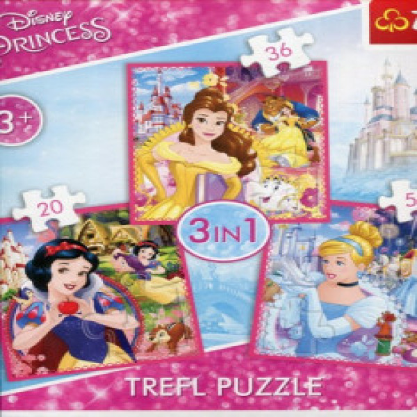 Trefl 34833 Puzzles - "3in1" - The enchanted world of princesses