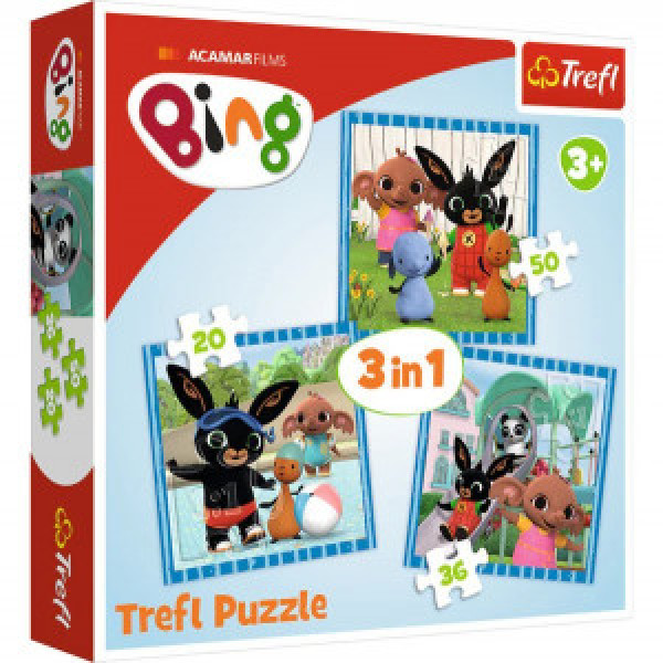 Trefl 34851 Puzzles - "3in1" - Having fun with friends / Acamar Films Bing