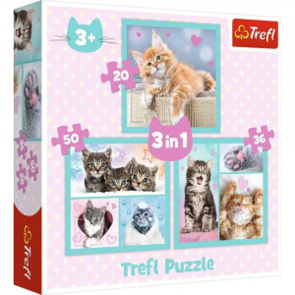 Trefl 34862 Puzzles - "3in1" - Sweet animals / Trefl