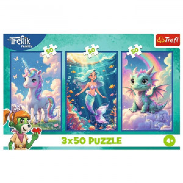 Trefl 34879 Puzzles - 3x50 - Together in a colourful world / KAZSTUDIO SA The Treflik Family_FSC Mix 70%