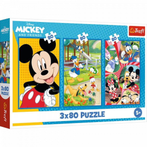 Trefl 34887 Puzzles - 3x80 - The Mickey Mouse Team / Disney Mickey Mouse and Friends