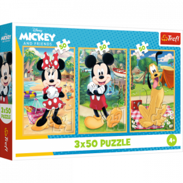Trefl 34881 Puzzles - 3x50 - Mouse on holiday / Disney Mickey Mouse and Friendsl_FSC Mix 70%