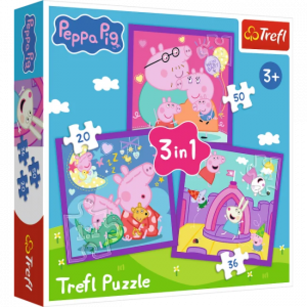 Trefl 34893 Puzzles - 3in1 - Peppa Pig's habits
