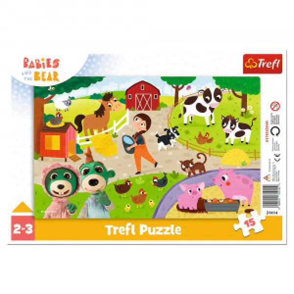 Trefl 31414 Puzzles - "15 Frame" - Lovely Babies / KAZSTUDIO SA Babies and the Bear
