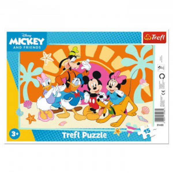 Trefl 31433 Puzzles - 15 Frame - Ciekawski Miki / Disney Mickey Mouse and Friends FSC Mix 70%