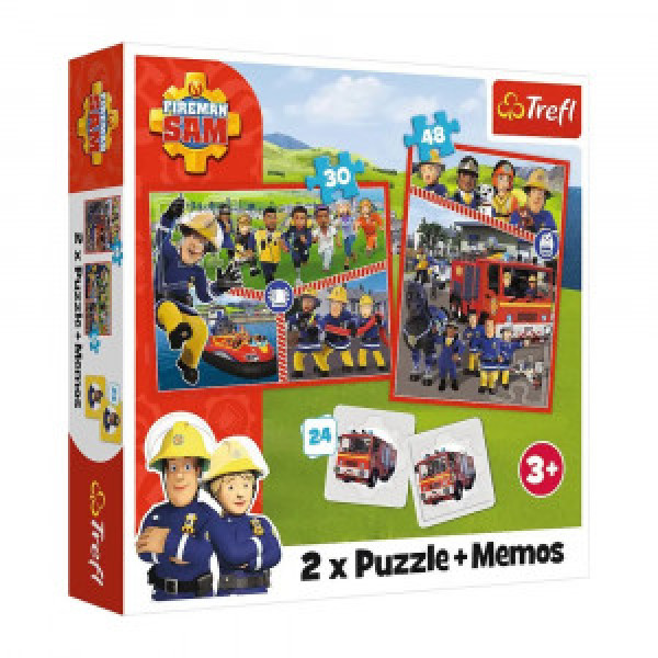 Trefl 93334 Puzzles - "2in1 + memos" - Fireman Sam's team