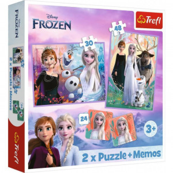 Trefl 93335 Puzzles - "2in1+memos" - Princesses in their land / DISNEY Frozen 2