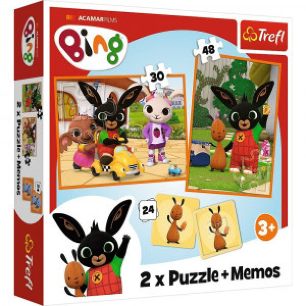 Trefl 93332 Puzzles - "2in1 + memos" - Bing with friends