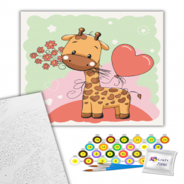 15531-AC Pictura pe numere Жирафик с цветами 30*30см copii