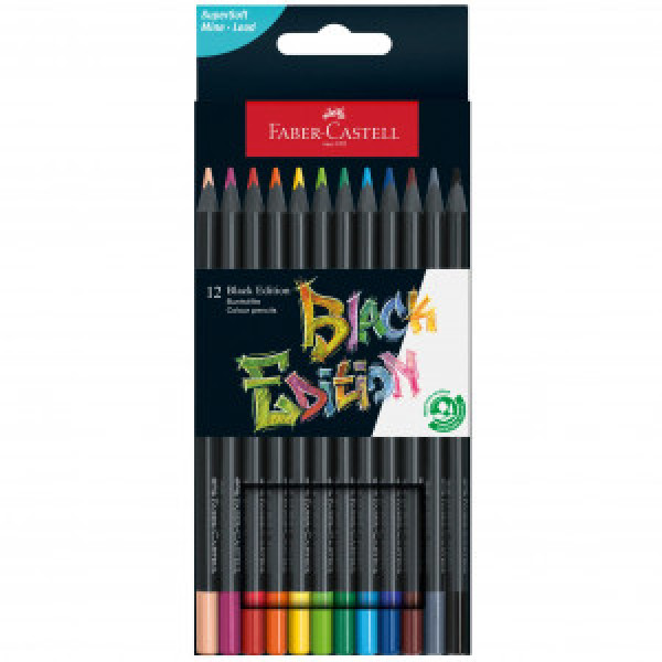 116412 Creioane colorate Faber-Castell Black Edition, 12 culori