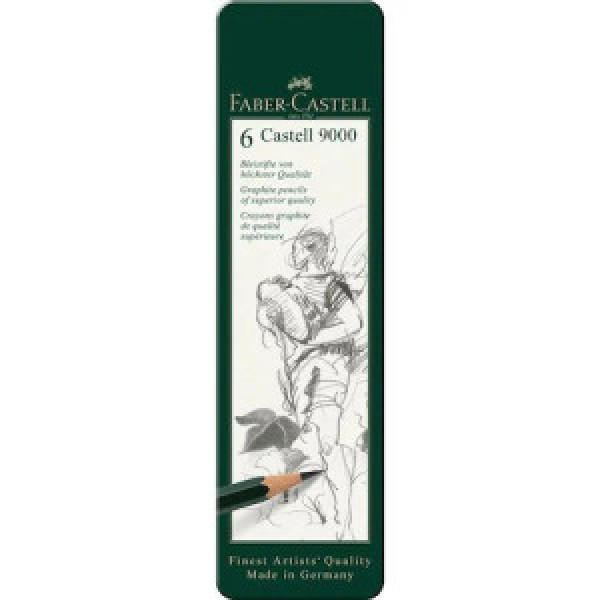 119063 Set de creioane grafit mat 9000 Faber-Castell, 6 buc.
