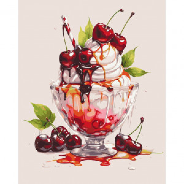 12038-AC Pictura pe numere Вишневое мороженное 40*50 см