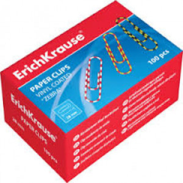 24873 Clame metal ErichKrause цветные Zebra 28мм_box 100 pcs (12)