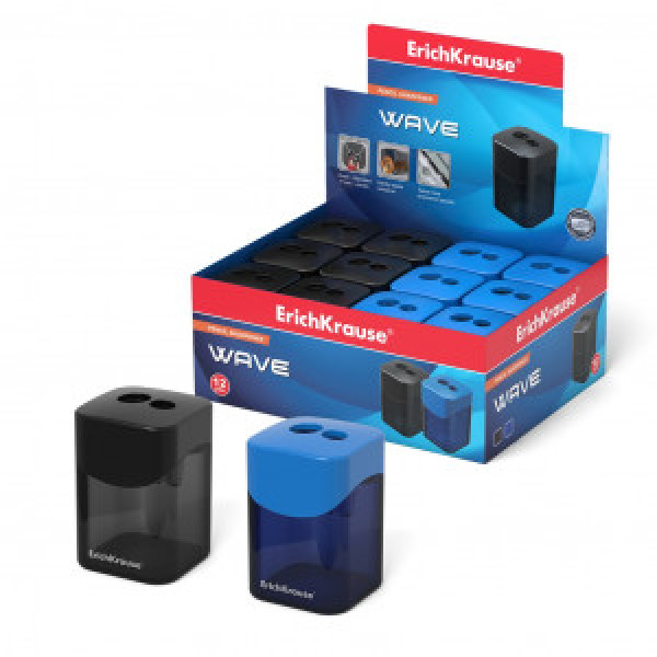 21835 Ascutitoare Duo plastic ErichKrause Wave container  (box 12 pcs )