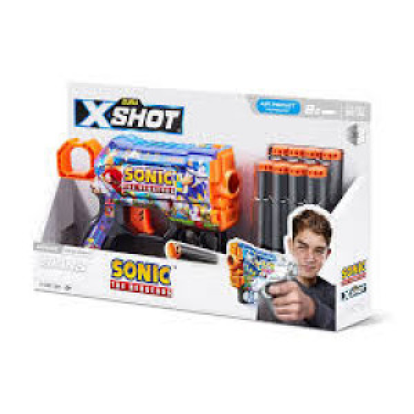 36679 Jucarie Pistol X-Shot Skins Menace, Sonic, 8 cartuse, S1, Zuru