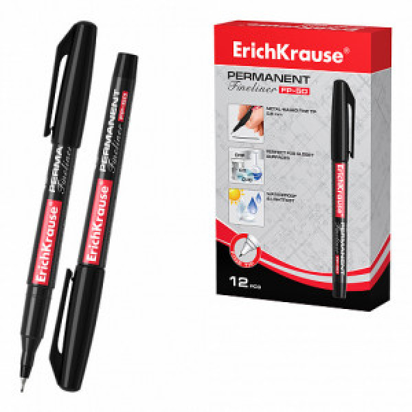 37068 Marker Permanent ErichKrause FP-50 black (box 12 pcs.)
