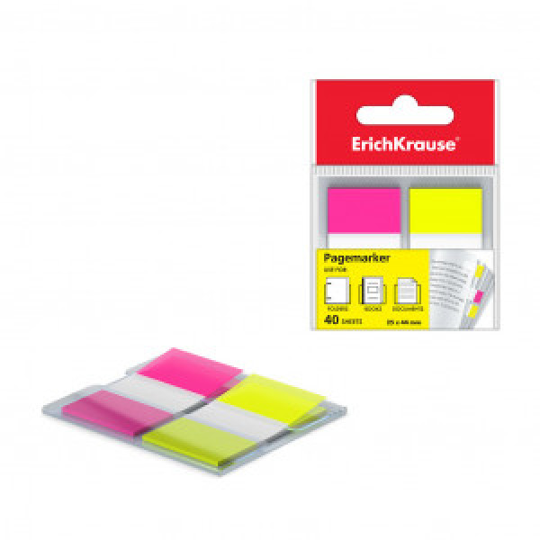 31181 Notite ErichKrause Neon, 25x44 mm, 40 sheets, 2 colors: yellow, pink (12)_______