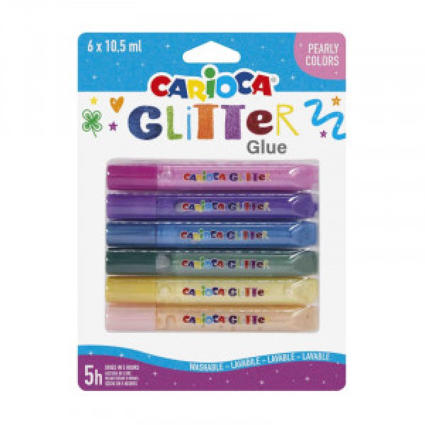 42113 Clei CARIOCA GlitterGluePearly 6pcs 10,5 ml